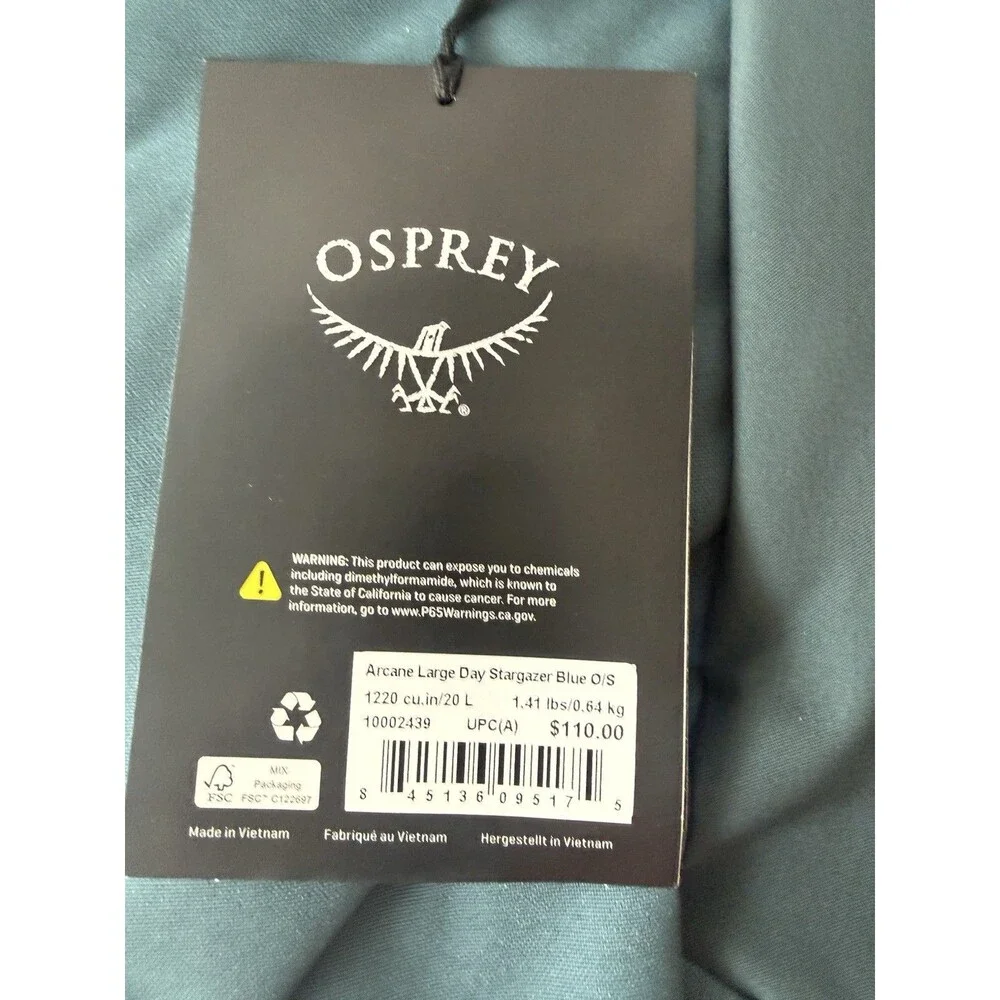Osprey Arcane Large Day Bag in Stargazer blue NWT 20L
